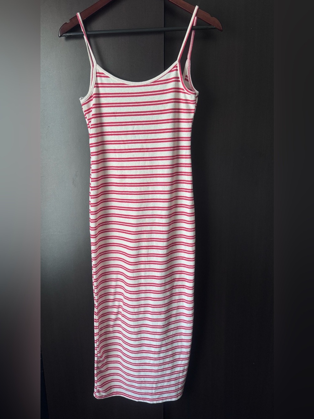 Zara Red & White Striped Ribbed Cami Maxi Dress S